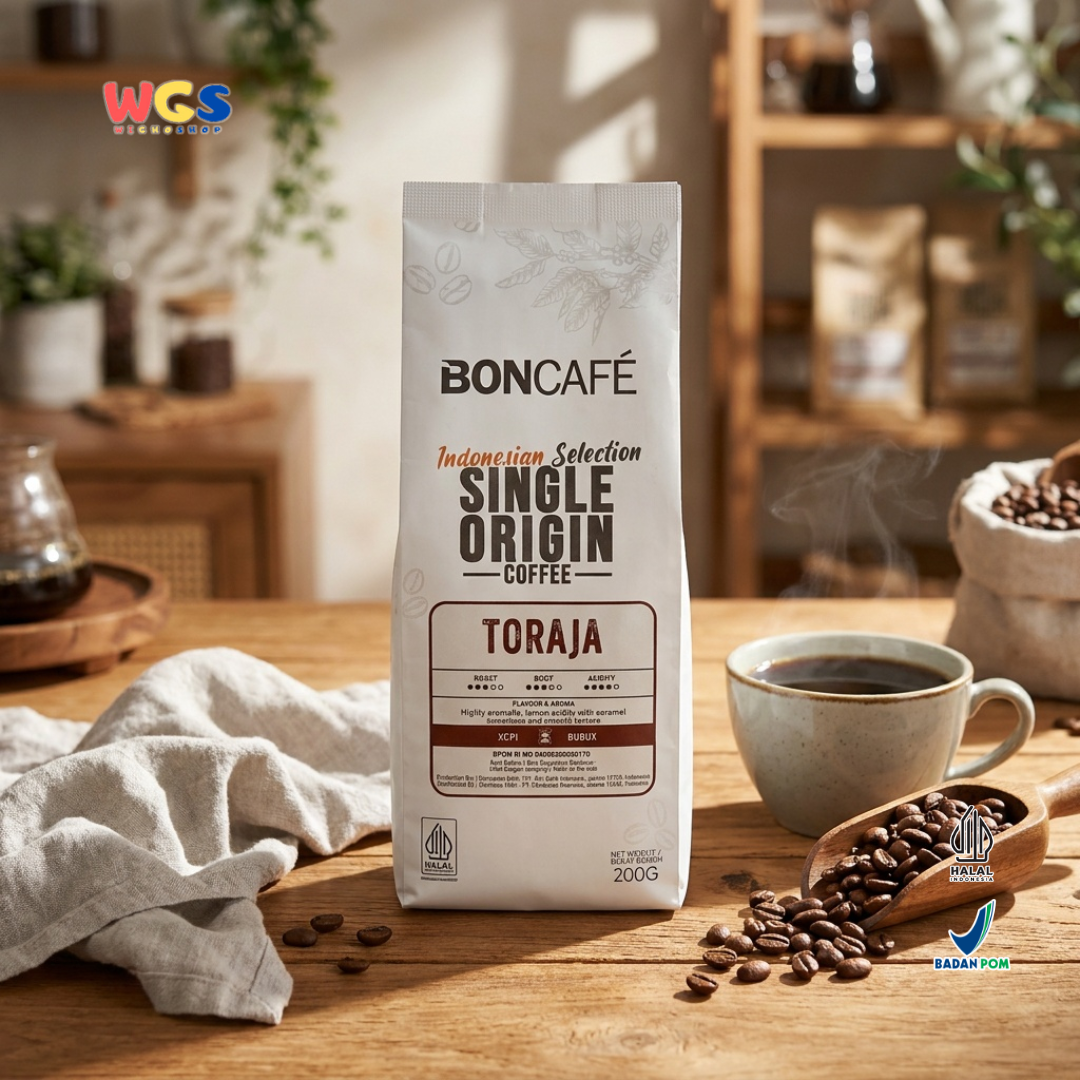 Boncafé Kopi Bubuk Arabika Toraja 200g - Ground Coffee Single Origin Indonesia V60 French Press Kopi Hitam