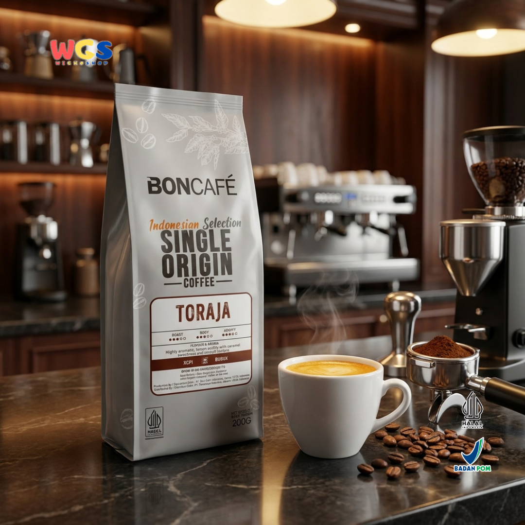 Boncafé Kopi Bubuk Arabika Toraja 200g - Ground Coffee Single Origin Indonesia V60 French Press Kopi Hitam