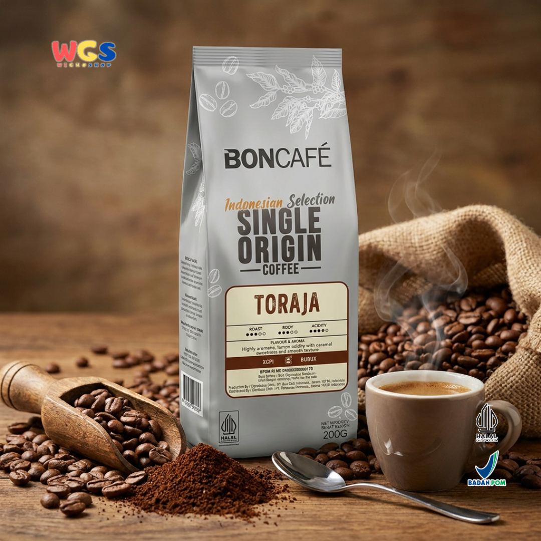 Boncafé Kopi Bubuk Arabika Toraja 200g - Ground Coffee Single Origin Indonesia V60 French Press Kopi Hitam