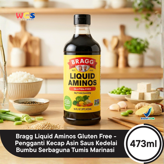 Bragg Liquid Aminos Gluten Free 473ml - Pengganti Kecap Asin Saus Kedelai Bumbu Serbaguna Tumis Marinasi