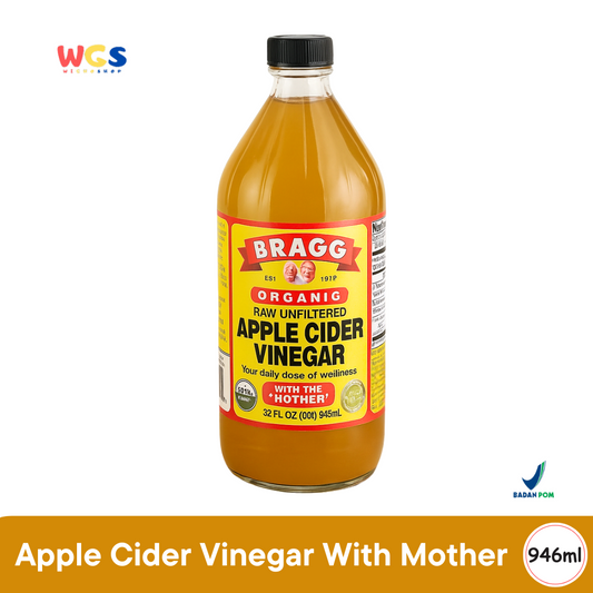 Bragg Organic Raw-Unfiltered Apple Cider Vinegar With the ‘Mother’ 946ml – Cuka Apel Organik