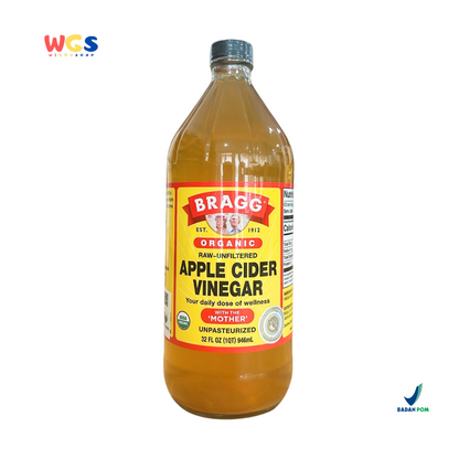 Bragg Organic Raw-Unfiltered Apple Cider Vinegar With the ‘Mother’ 946ml – Cuka Apel Organik