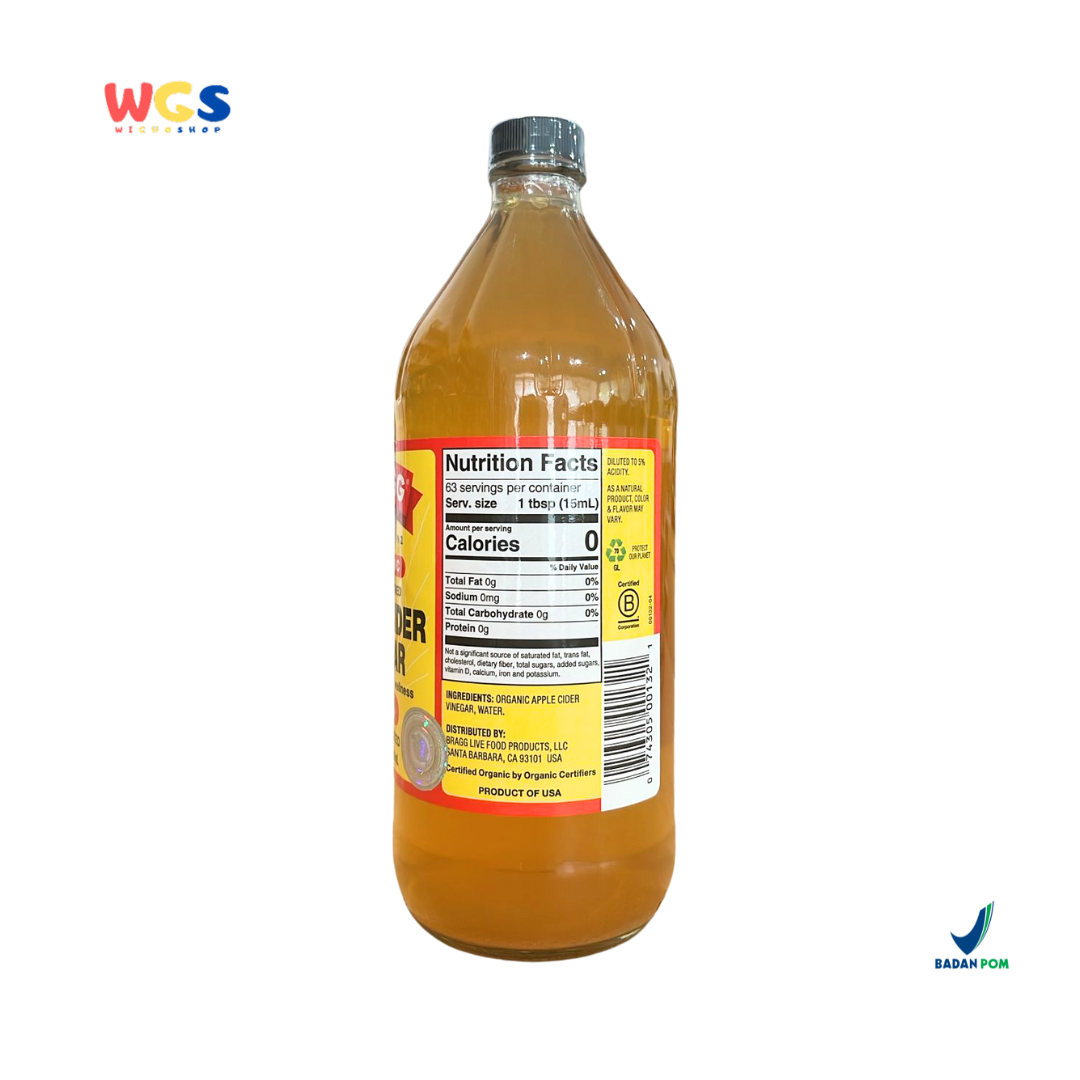 Bragg Organic Raw-Unfiltered Apple Cider Vinegar With the ‘Mother’ 946ml – Cuka Apel Organik