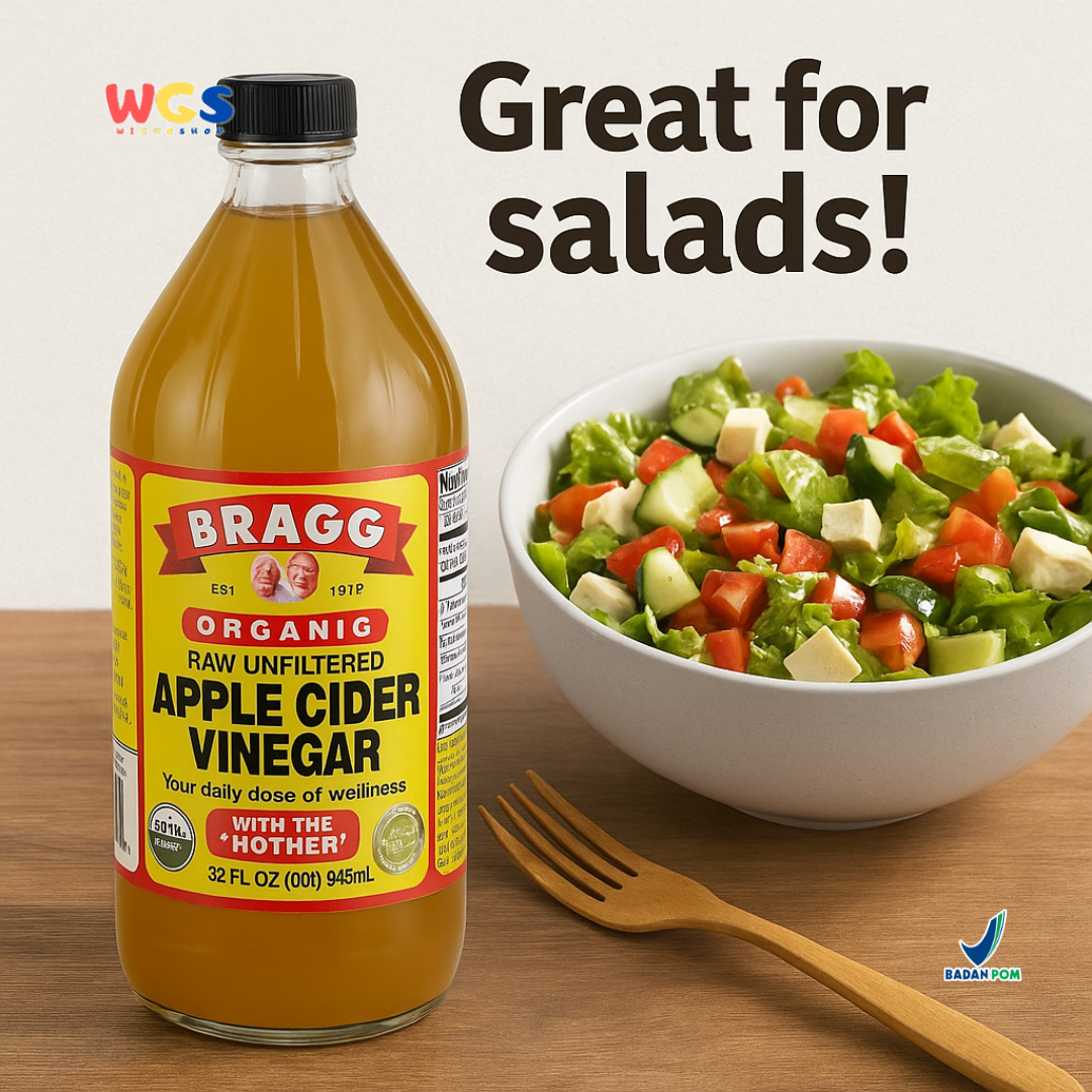 Bragg Organic Raw-Unfiltered Apple Cider Vinegar With the ‘Mother’ 946ml – Cuka Apel Organik