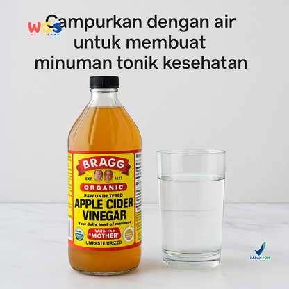 Bragg Organic Raw-Unfiltered Apple Cider Vinegar With the ‘Mother’ 946ml – Cuka Apel Organik