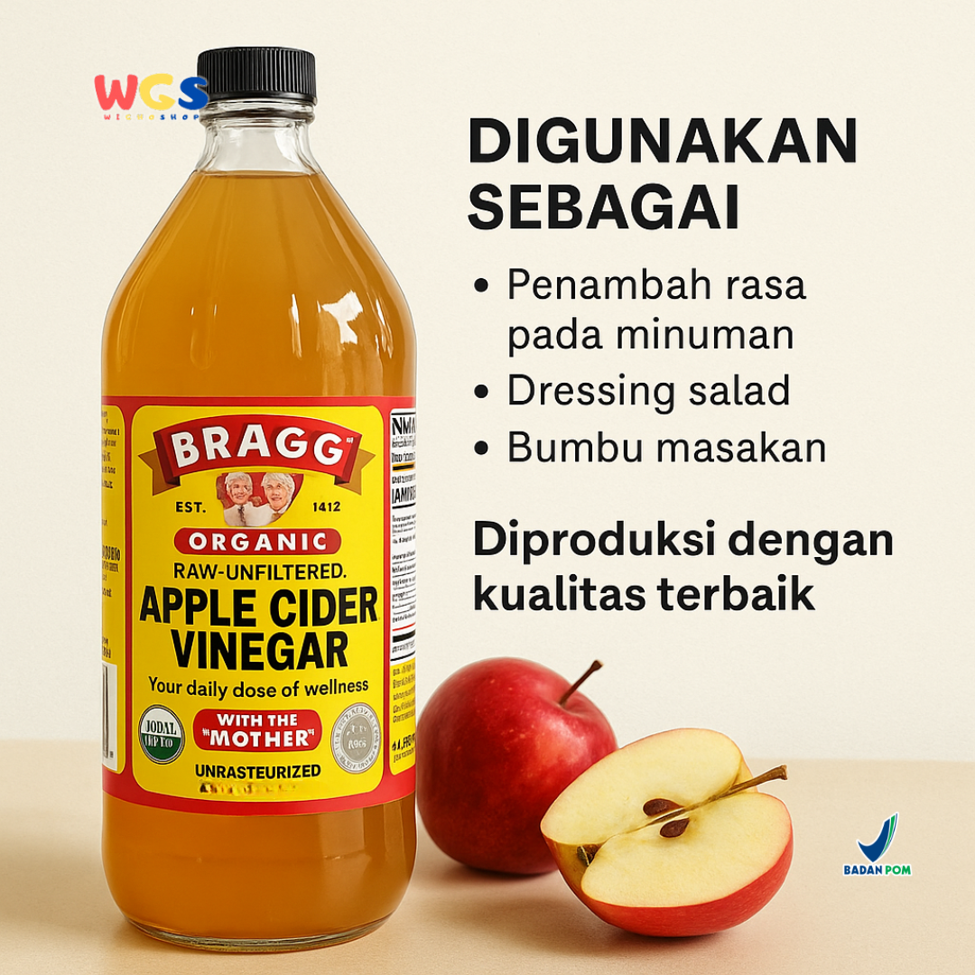 Bragg Organic Raw-Unfiltered Apple Cider Vinegar With the ‘Mother’ 946ml – Cuka Apel Organik