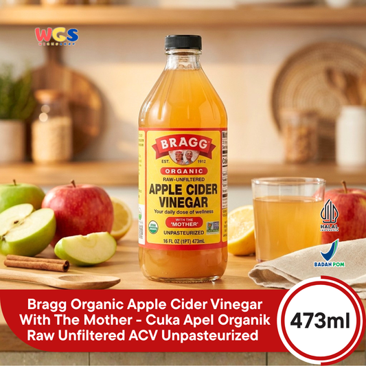 Bragg Organic Apple Cider Vinegar With The Mother 473ml - Cuka Apel Organik Raw Unfiltered ACV Unpasteurized