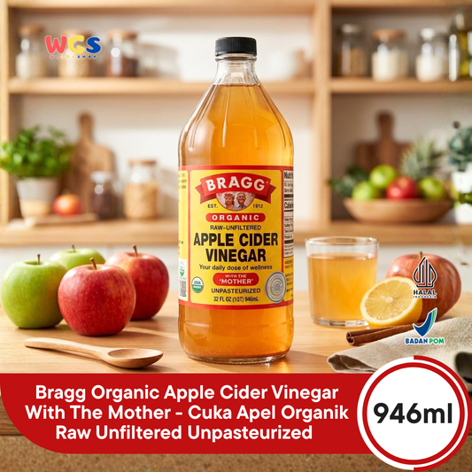 Bragg Organic Apple Cider Vinegar With The Mother 946ml - Cuka Apel Organik Raw Unfiltered Unpasteurized