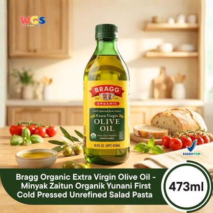 Bragg Organic Extra Virgin Olive Oil 473ml – First Cold Pressed Organic Olive Oil