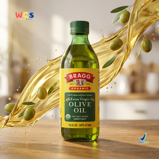 Bragg Organic Extra Virgin Olive Oil 473ml - Minyak Zaitun Organik Yunani First Cold Pressed Unrefined Salad Pasta