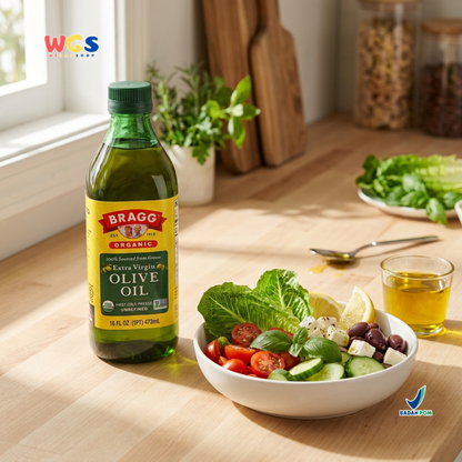 Bragg Organic Extra Virgin Olive Oil 473ml – First Cold Pressed Organic Olive Oil