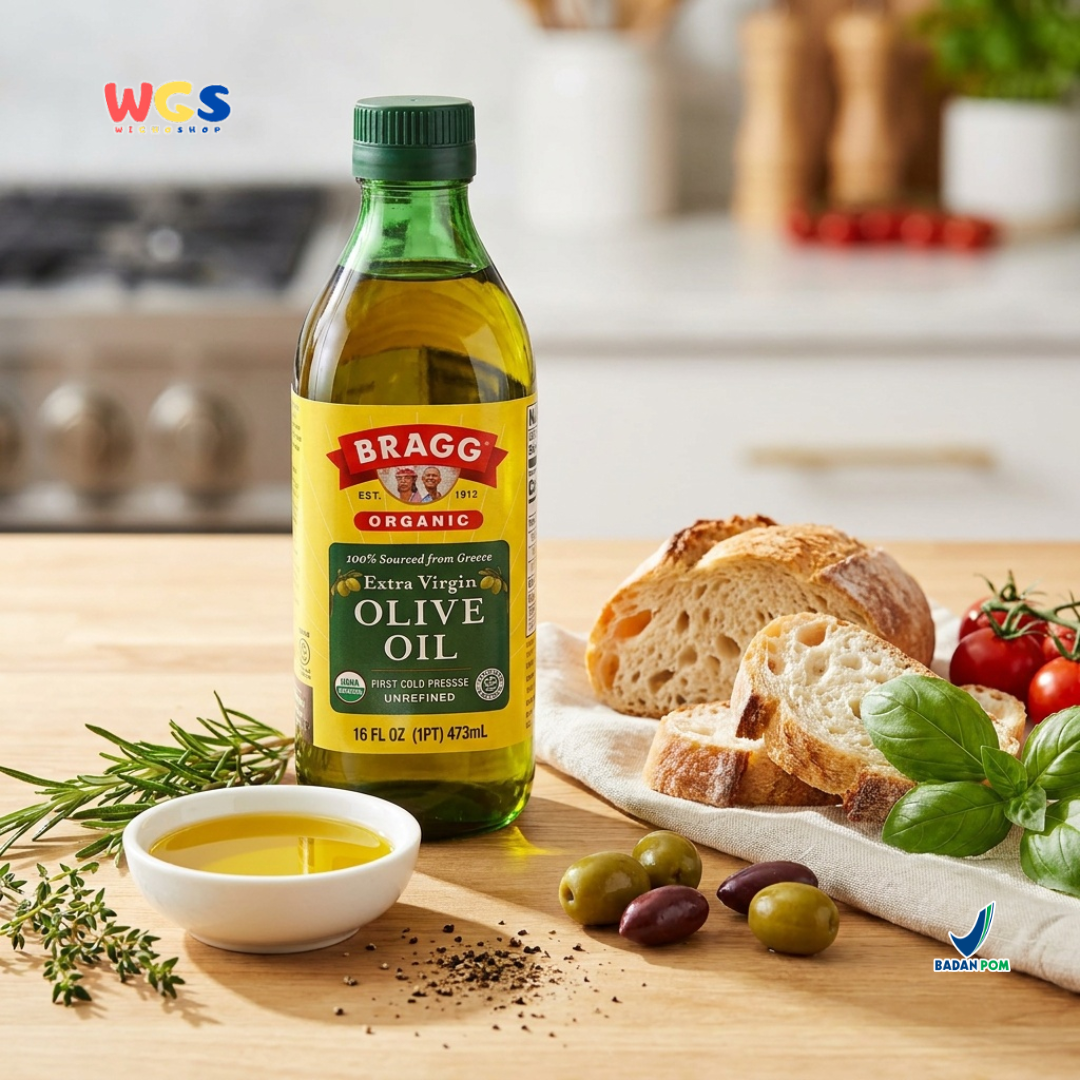 Bragg Organic Extra Virgin Olive Oil 473ml – First Cold Pressed Organic Olive Oil