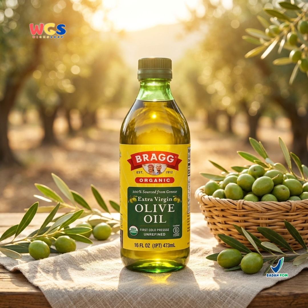 Bragg Organic Extra Virgin Olive Oil 473ml – First Cold Pressed Organic Olive Oil