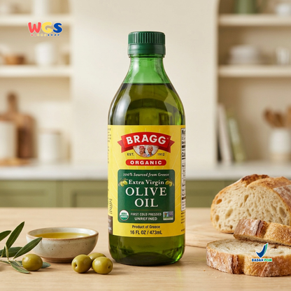 Bragg Organic Extra Virgin Olive Oil 473ml – First Cold Pressed Organic Olive Oil