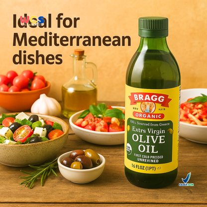 Bragg Organic Extra Virgin Olive Oil 473ml – Minyak Zaitun Organik First Cold Pressed