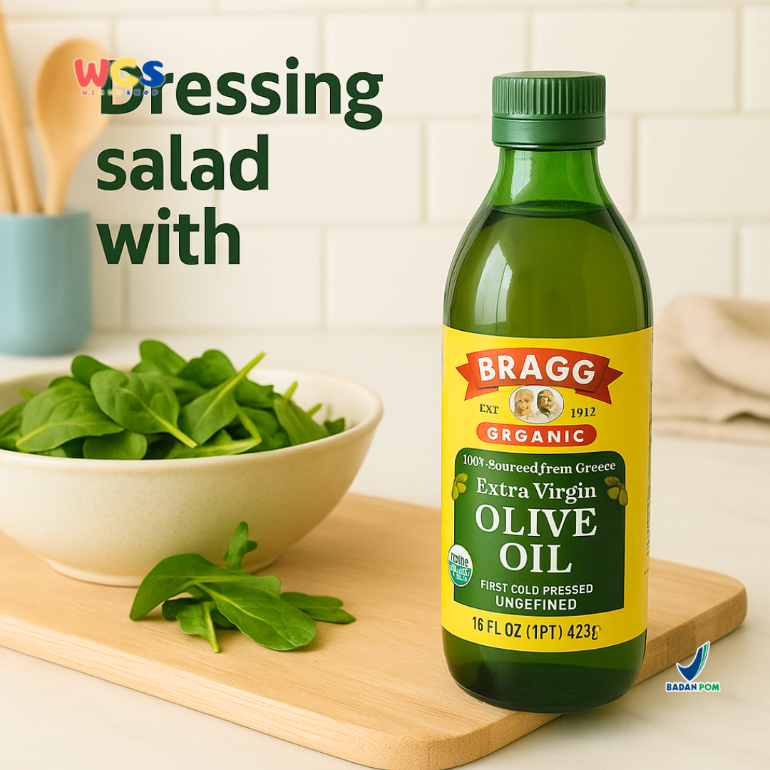 Bragg Organic Extra Virgin Olive Oil 473ml – Minyak Zaitun Organik First Cold Pressed