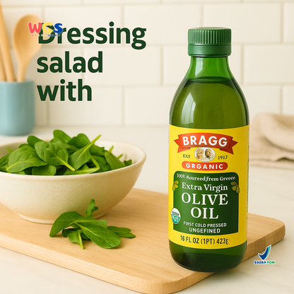 Bragg Organic Extra Virgin Olive Oil 473ml – Minyak Zaitun Organik First Cold Pressed