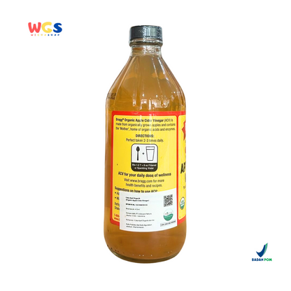 Bragg Organic Raw-Unfiltered Apple Cider Vinegar With the ‘Mother’ 473ml – Cuka Apel Organik