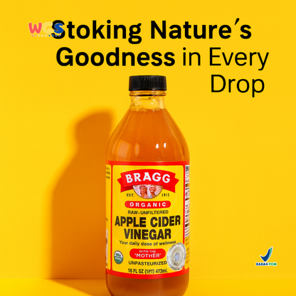 Bragg Organic Raw-Unfiltered Apple Cider Vinegar With the ‘Mother’ 473ml – Cuka Apel Organik
