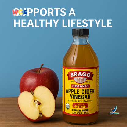 Bragg Organic Raw-Unfiltered Apple Cider Vinegar With the ‘Mother’ 473ml – Cuka Apel Organik
