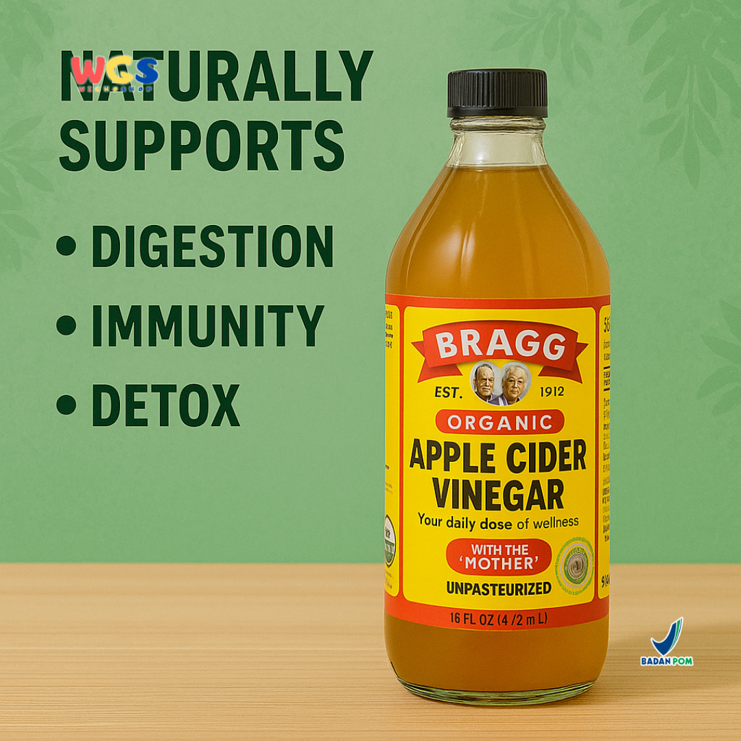 Bragg Organic Raw-Unfiltered Apple Cider Vinegar With the ‘Mother’ 473ml – Cuka Apel Organik