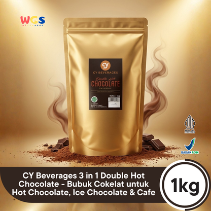 CY Beverages 3 in 1 Double Hot Chocolate 1kg - Bubuk Cokelat untuk Hot Chocolate, Ice Chocolate & Cafe