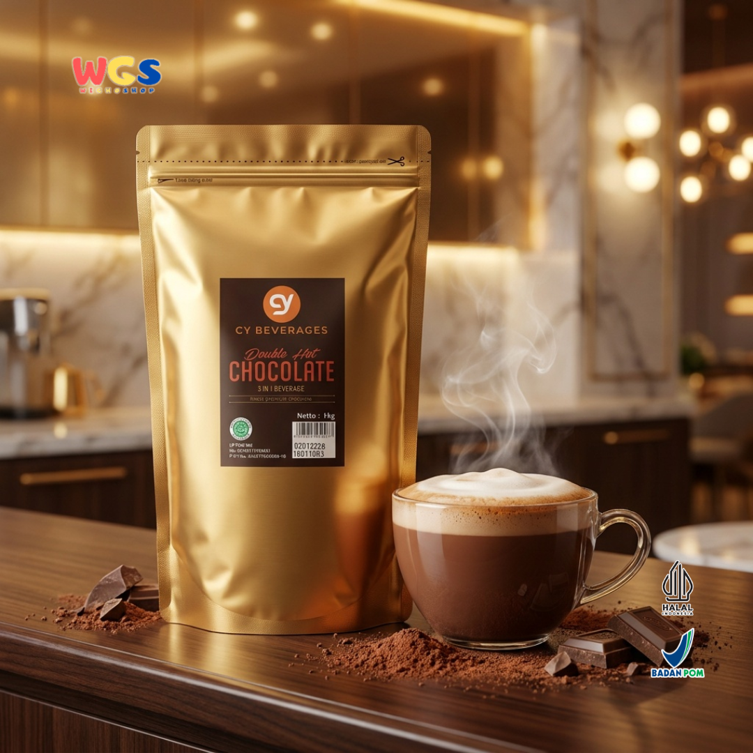 CY Beverages 3 in 1 Double Hot Chocolate 1kg - Bubuk Cokelat untuk Hot Chocolate, Ice Chocolate & Cafe