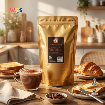 CY Beverages 3 in 1 Double Hot Chocolate 1kg - Bubuk Cokelat untuk Hot Chocolate, Ice Chocolate & Cafe