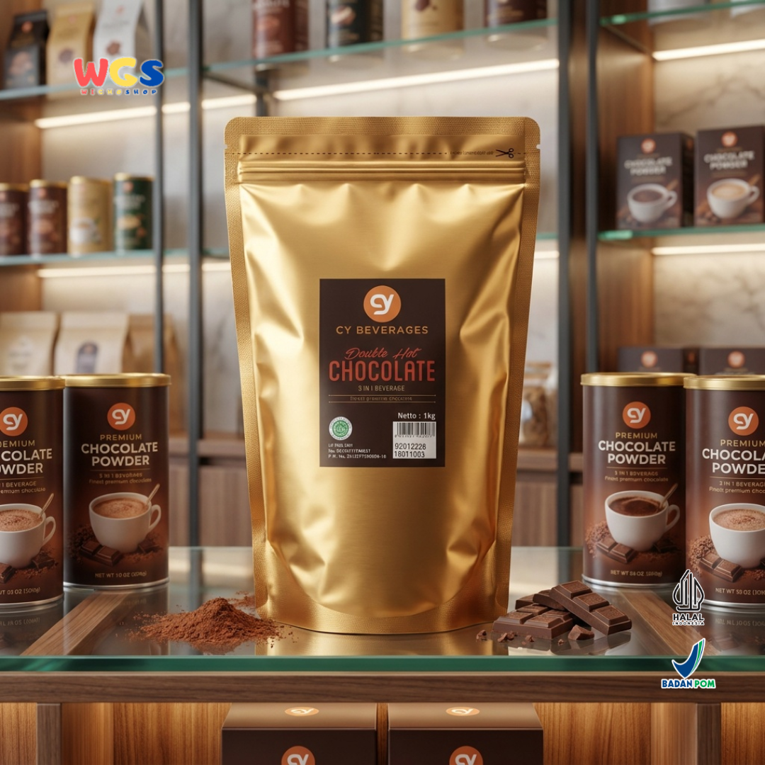 CY Beverages 3 in 1 Double Hot Chocolate 1kg - Bubuk Cokelat untuk Hot Chocolate, Ice Chocolate & Cafe