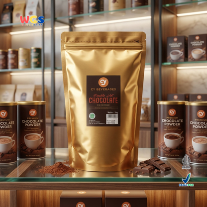 CY Beverages 3 in 1 Double Hot Chocolate 1kg - Bubuk Cokelat untuk Hot Chocolate, Ice Chocolate & Cafe