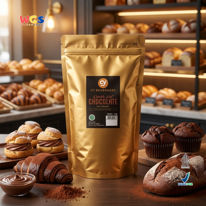 CY Beverages 3 in 1 Double Hot Chocolate 1kg - Bubuk Cokelat untuk Hot Chocolate, Ice Chocolate & Cafe
