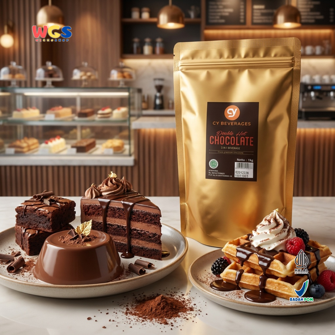 CY Beverages 3 in 1 Double Hot Chocolate 1kg - Bubuk Cokelat untuk Hot Chocolate, Ice Chocolate & Cafe