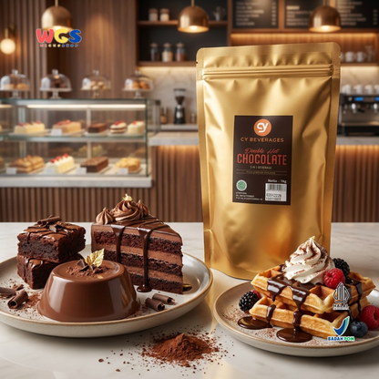CY Beverages 3 in 1 Double Hot Chocolate 1kg - Bubuk Cokelat untuk Hot Chocolate, Ice Chocolate & Cafe