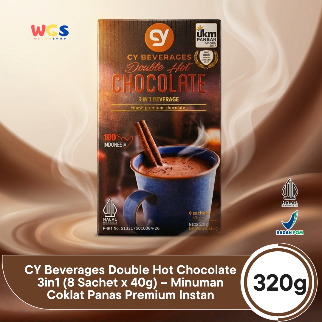CY Beverages Double Hot Chocolate 3in1 320g (8 Sachet x 40g) – Minuman Coklat Panas Premium Instan