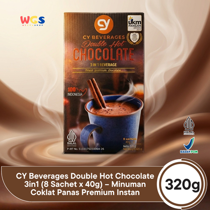 CY Beverages Double Hot Chocolate 3in1 320g (8 Sachet x 40g) – Minuman Coklat Panas Premium Instan