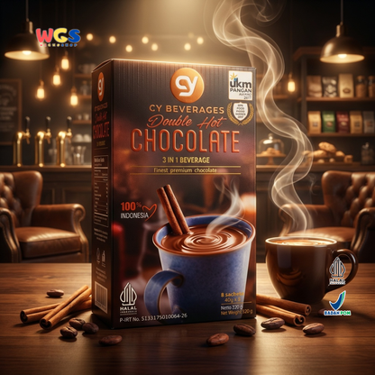 CY Beverages Double Hot Chocolate 3in1 320g (8 Sachet x 40g) – Minuman Coklat Panas Premium Instan
