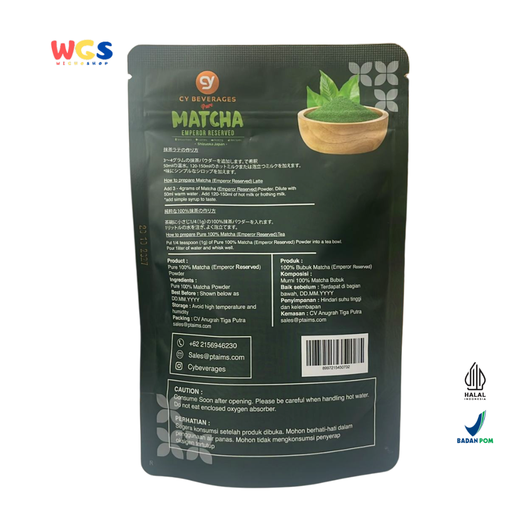 CY Beverages Pure Matcha Emperor Reserved 80g Shizuoka Japan – Bubuk Matcha Premium