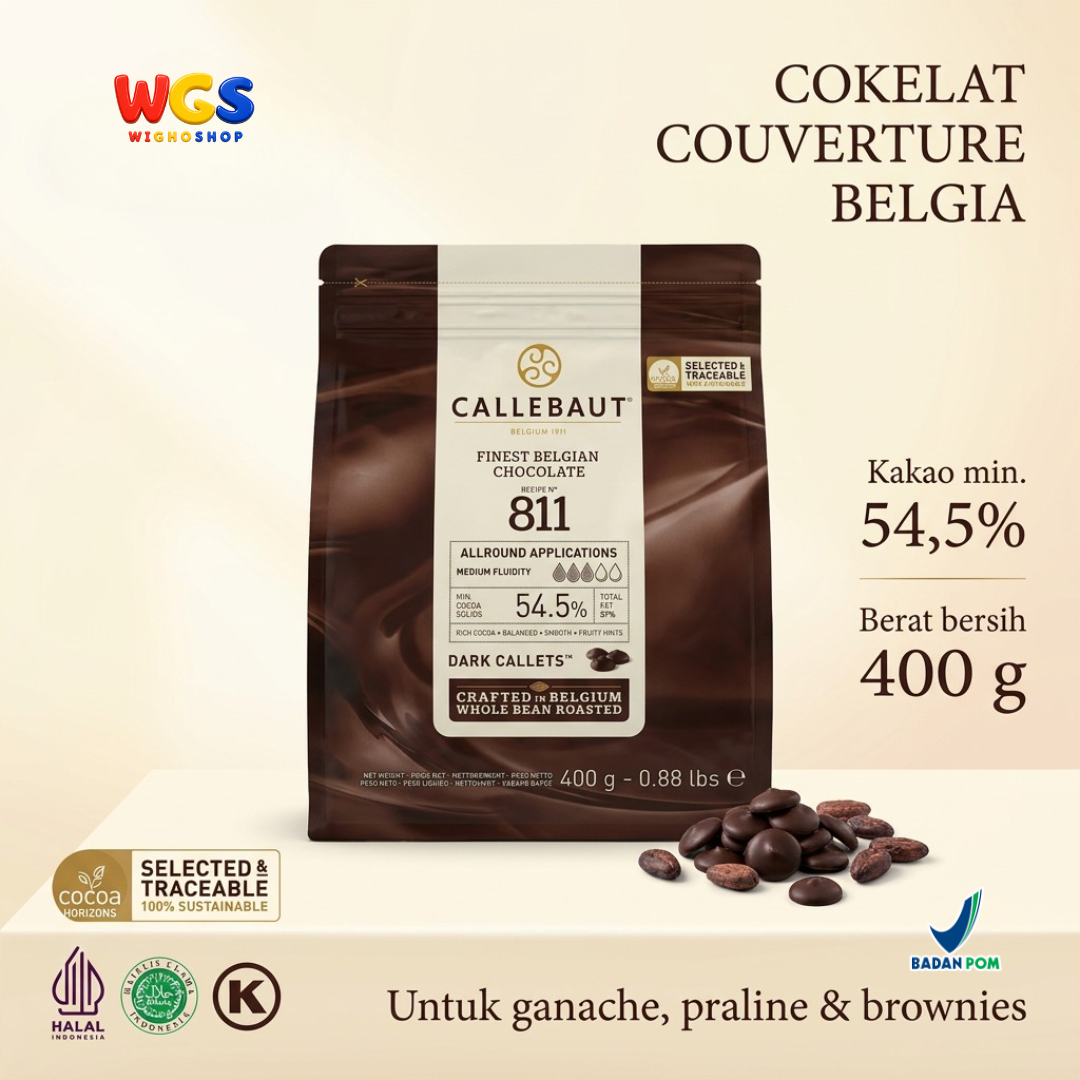 Callebaut Dark Chocolate Callets 811 400g – Belgian Chocolate 54.5% Cocoa for Baking &amp; Pralines