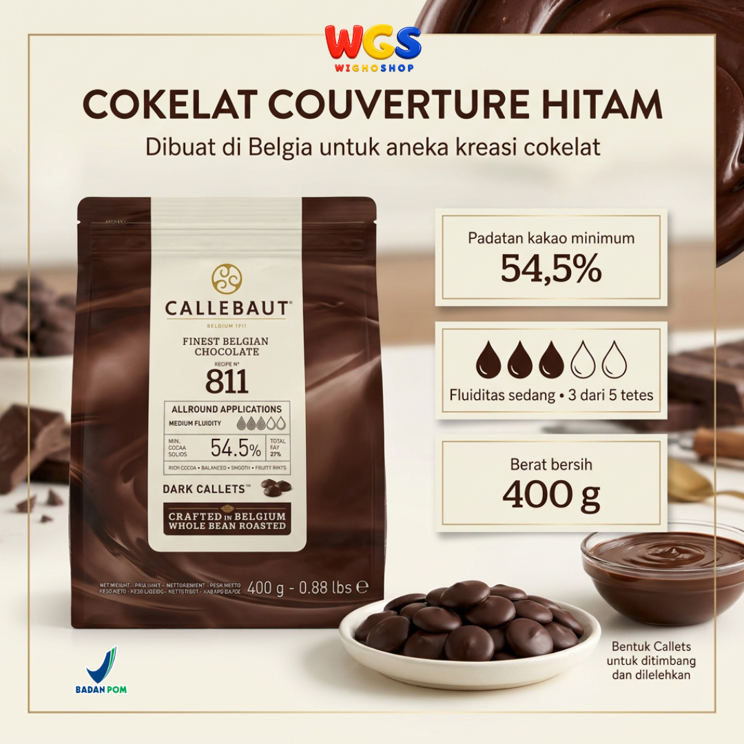 Callebaut Dark Chocolate Callets 811 400g – Belgian Chocolate 54.5% Cocoa for Baking &amp; Pralines