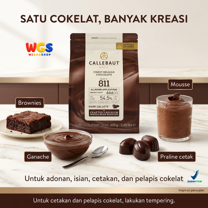 Callebaut Dark Chocolate Callets 811 400g – Belgian Chocolate 54.5% Cocoa for Baking &amp; Pralines