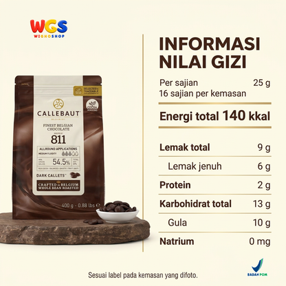 Callebaut Dark Chocolate Callets 811 400g – Belgian Chocolate 54.5% Cocoa for Baking &amp; Pralines
