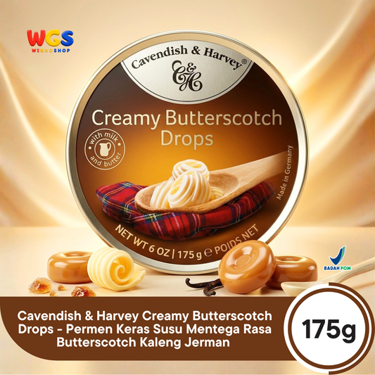 Cavendish & Harvey Creamy Butterscotch Drops 175g - Permen Keras Susu Mentega Rasa Butterscotch Kaleng Jerman