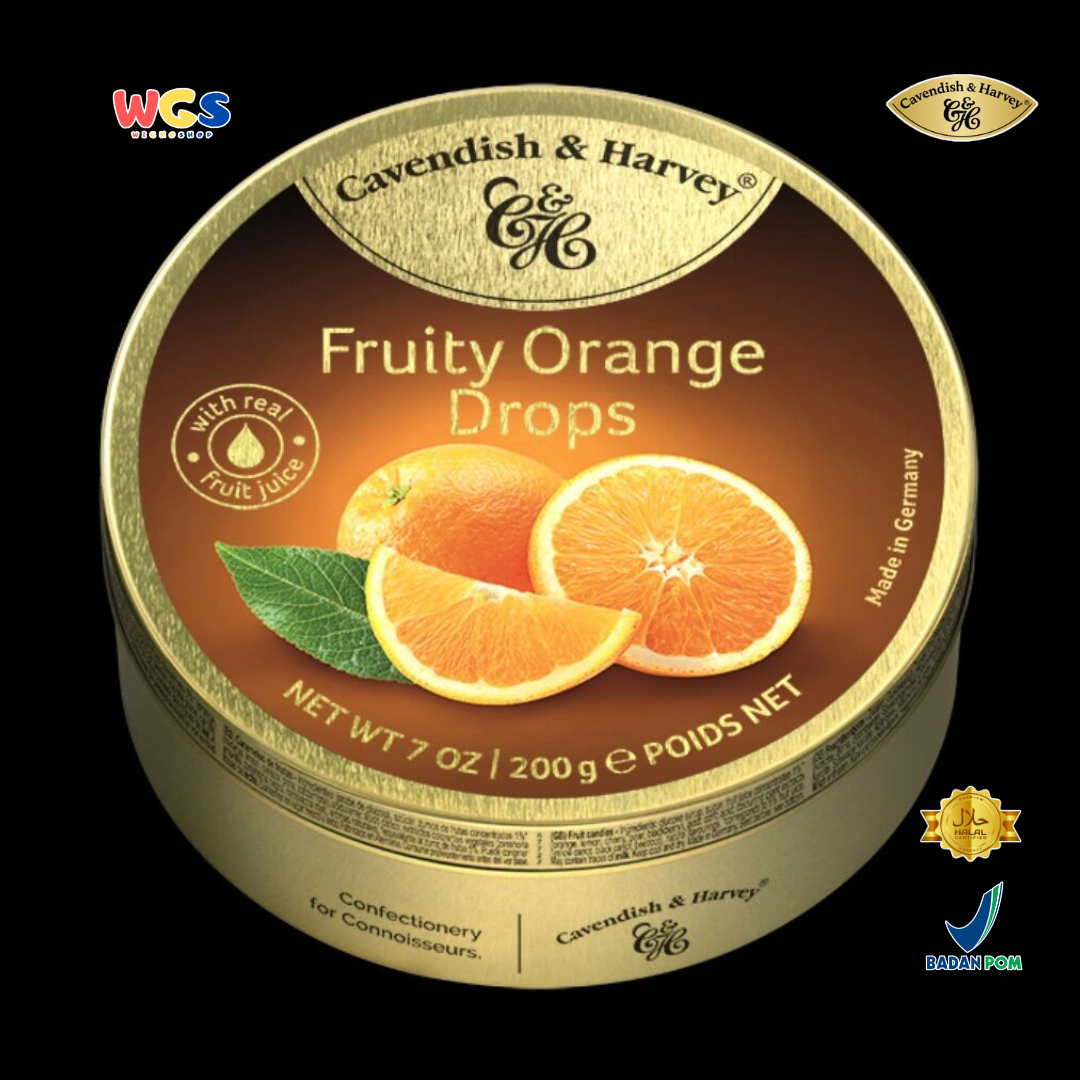 Cavendish & Harvey Fruity Orange Drops 200g - Permen Jeruk Segar dengan Jus Buah Asli