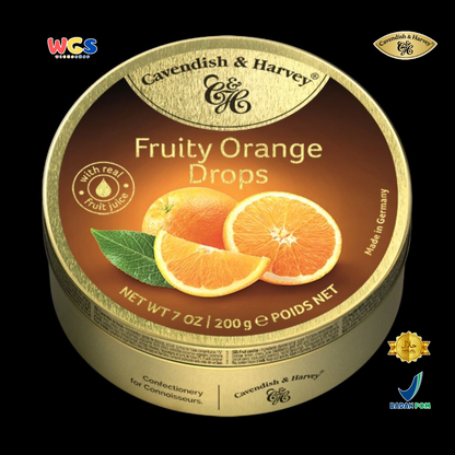 Cavendish & Harvey Fruity Orange Drops 200g - Permen Jeruk Segar dengan Jus Buah Asli