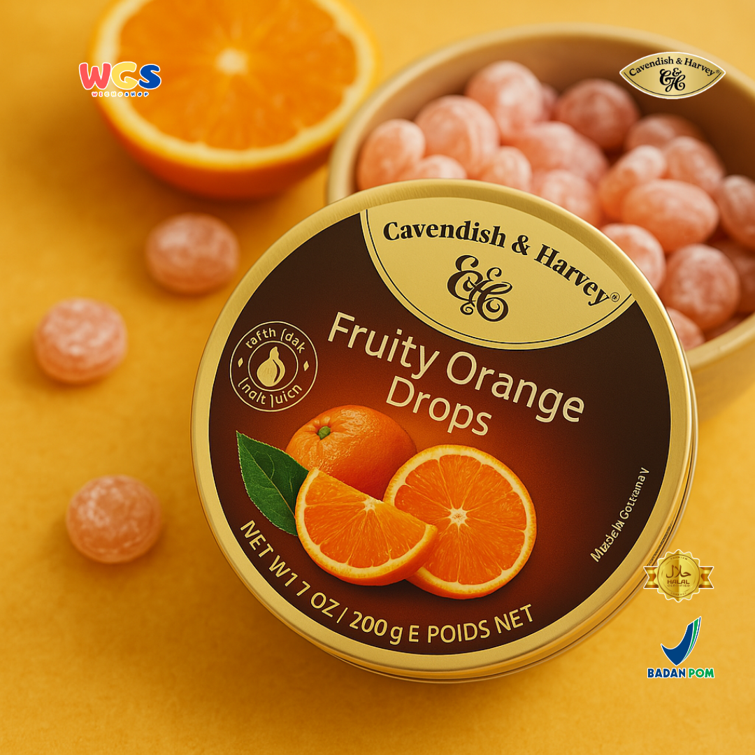 Cavendish & Harvey Fruity Orange Drops 200g - Permen Jeruk Segar dengan Jus Buah Asli