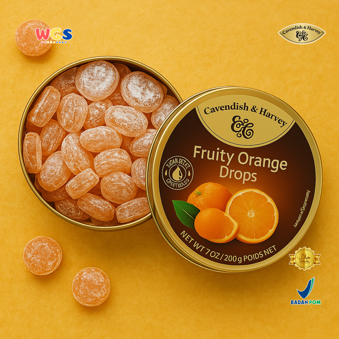 Cavendish & Harvey Fruity Orange Drops 200g - Permen Jeruk Segar dengan Jus Buah Asli