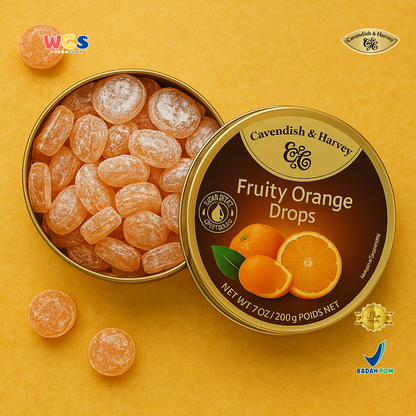 Cavendish & Harvey Fruity Orange Drops 200g - Permen Jeruk Segar dengan Jus Buah Asli
