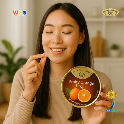 Cavendish & Harvey Fruity Orange Drops 200g - Permen Jeruk Segar dengan Jus Buah Asli