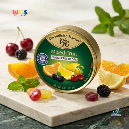 Cavendish &amp; Harvey Sugar-Free Mixed Fruit Drops 175g - Sugar-Free &amp; Refreshing Fruit Candy