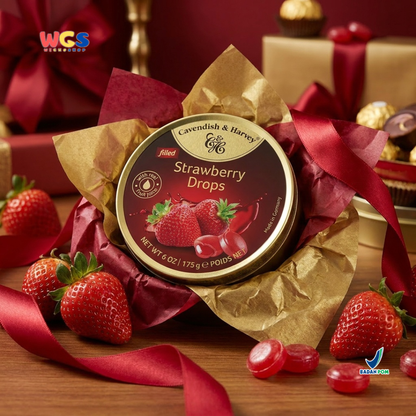 Cavendish & Harvey Strawberry Drops 175g - Permen Stroberi Kaleng Premium